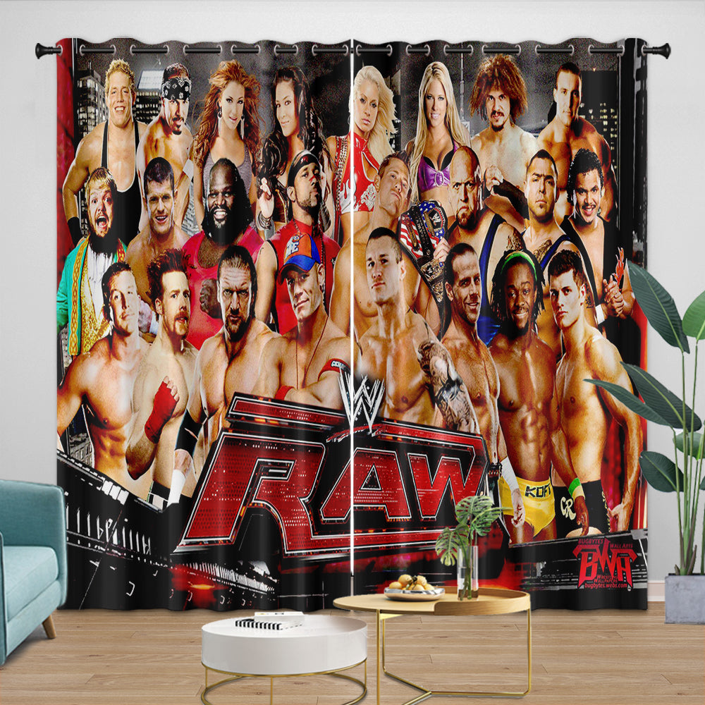WWE Pattern Curtains Blackout Window Drapes Kids Room Decoration (Online Order Only)