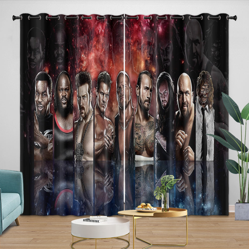 WWE Pattern Curtains Blackout Window Drapes Kids Room Decoration (Online Order Only)