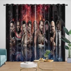 WWE Pattern Curtains Blackout Window Drapes Kids Room Decoration (Online Order Only)