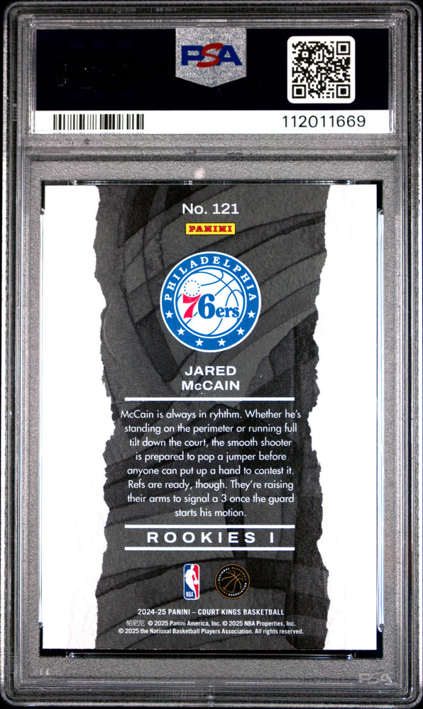 Graded 2024 Panini Court Kings Jared McCain #121 Rookies I Rookie RC Basketball Card PSA 10 Gem Mint (ONLINE ORDER ONLY)