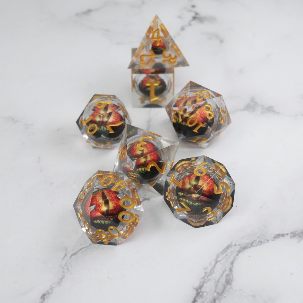 Xanathar's Eye |  7 Piece Moving Eye DnD Dice Set | Acrylic RPG Gaming Dice (ONLINE ORDER ONLY)