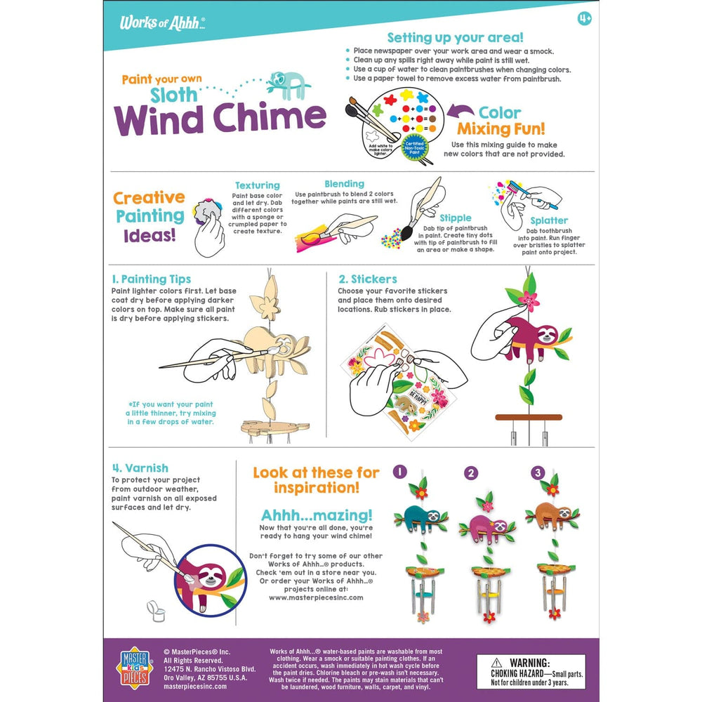 Sloth Wind Chime Wood Craft & Paint Kit (ONLINE ORDER ONLY)