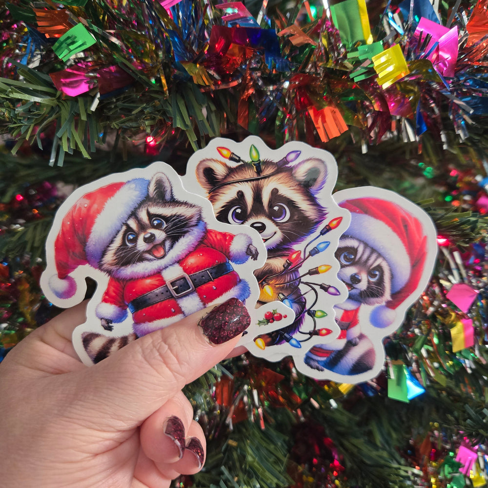 Festive Racoon Christmas Stickers (ONLINE ORDER ONLY)