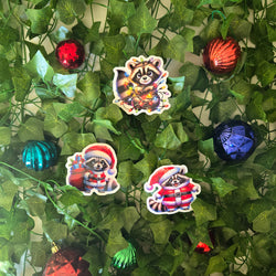 Festive Racoon Christmas Stickers (ONLINE ORDER ONLY)