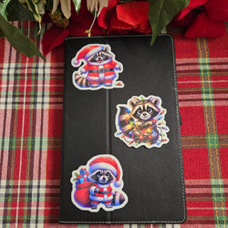 Festive Racoon Christmas Stickers (ONLINE ORDER ONLY)