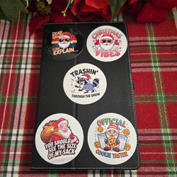 Round Cheeky Christmas Stickers (ONLINE ORDER ONLY)