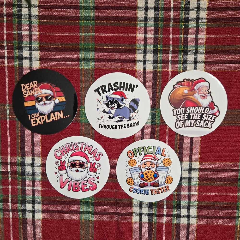 Round Cheeky Christmas Stickers (ONLINE ORDER ONLY)
