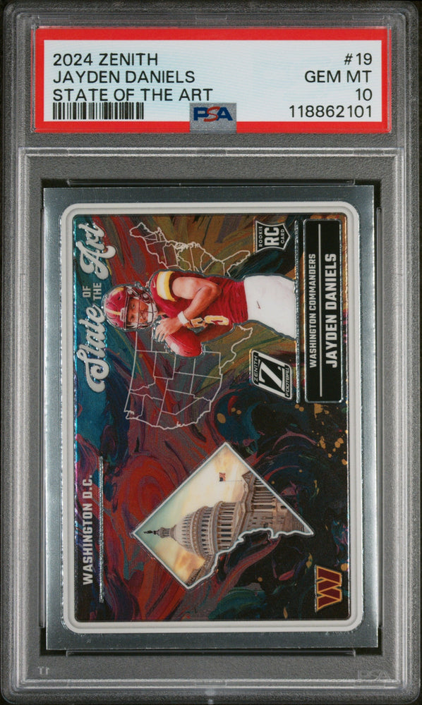 Graded 2024 Panini Zenith Jayden Daniels #19 State of the Art Rookie RC Football Card PSA 10 Gem Mint (ONLINE ORDER ONLY)