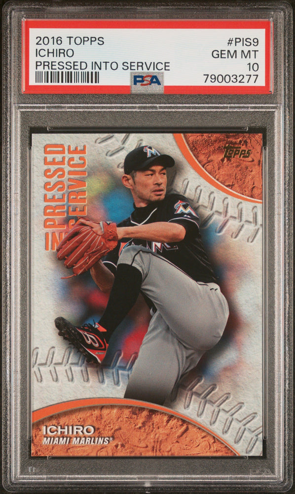 2016 TOPPS PRESSED INTO SERVICE ICHIRO #PIS9 - PSA 10 (Online Order Only)