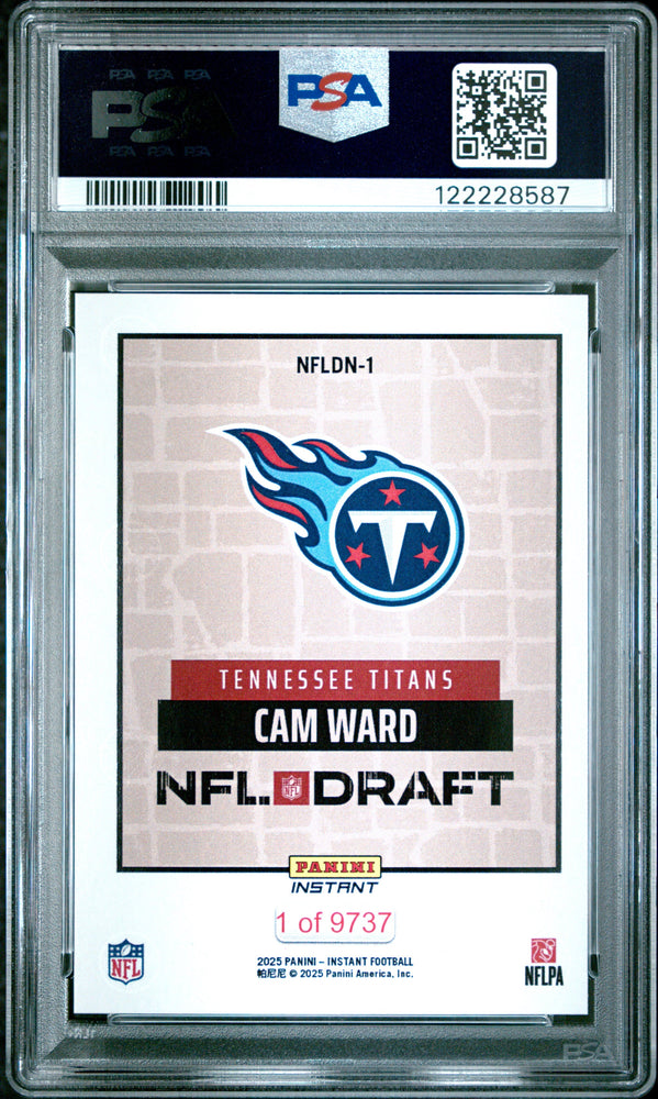 Graded 2025 Panini Instant Cam Ward #NFLDN1 NFL Draft Night Rookie RC Football Card PSA 8 Near Mint (ONLINE ORDER ONLY)