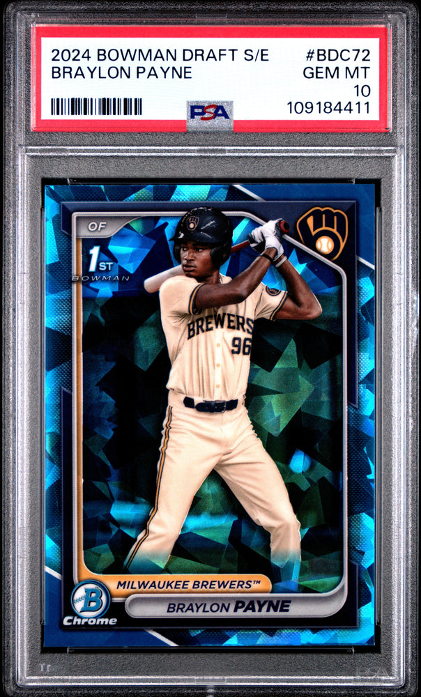 Graded 2024 Topps Bowman Sapphire Edition Braylon Payne #BDC72 Rookie RC Baseball Card PSA 10 Gem Mint (ONLINE ORDER ONLY)