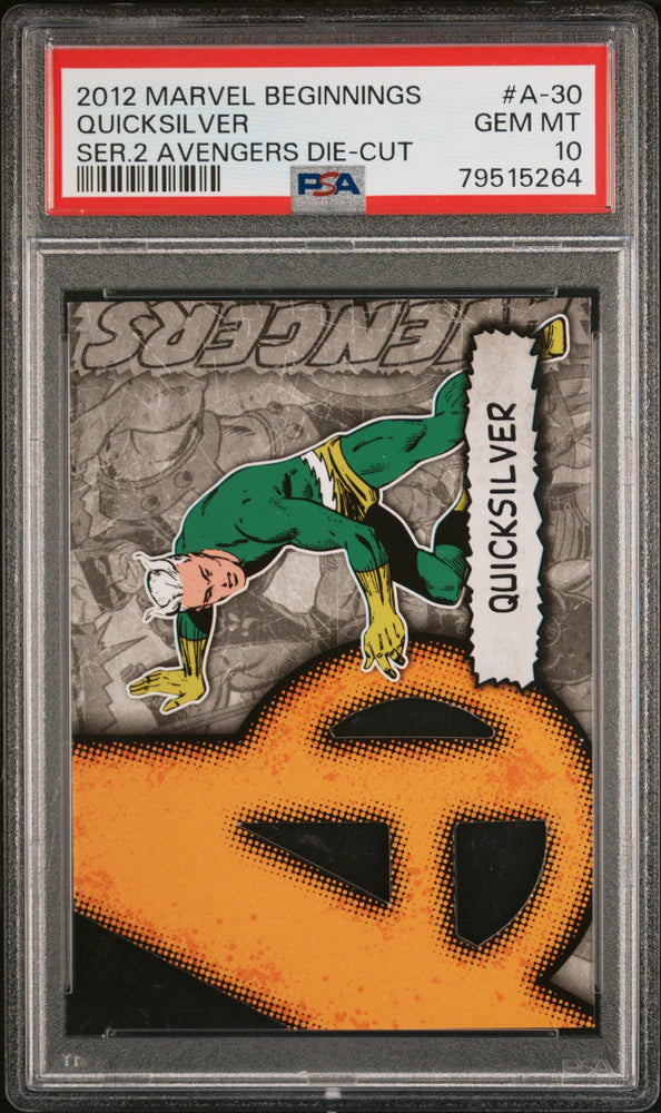 2012 MARVEL BEGINNINGS SERIES 2 AVENGERS DIE-CUT QUICKSILVER #A-30 - PSA 10 (Online Order Only)