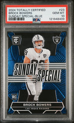 Graded 2024 Panini Totally Certified Brock Bowers #23 Sunday Special Blue /199 Rookie RC Football Card PSA 10 Gem Mint (ONLINE ORDER ONLY)