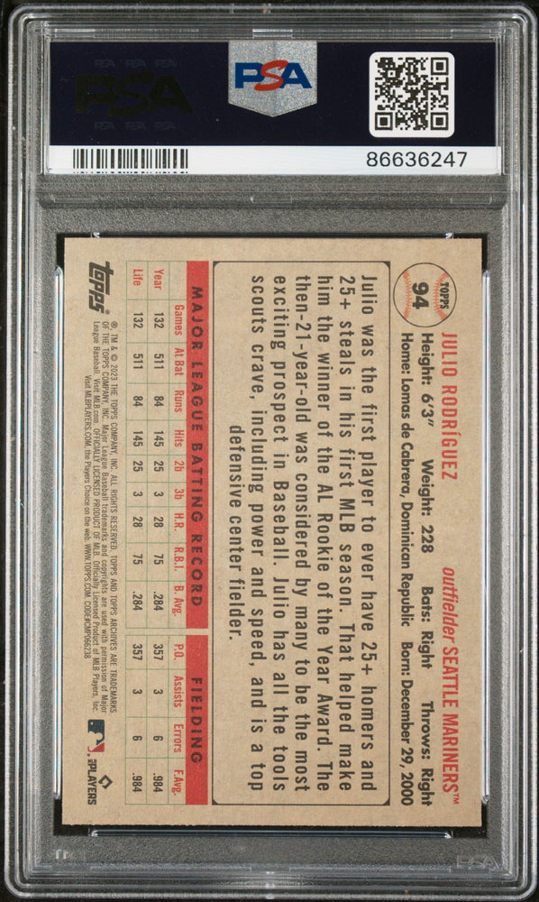 2023 TOPPS ARCHIVES JULIO RODRIGUEZ  #94 - PSA 9 (Online Order Only)