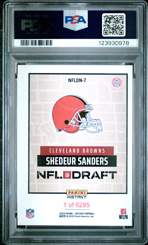 Graded 2025 Panini Instant Shedeur Sanders #NFLDN7 Draft Night Rookie RC Football Card PSA 9 Mint (ONLINE ORDER ONLY)