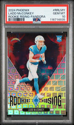 Graded 2024 Panini Phoenix Ladd McConkey #RRLMY Rookie Rising Pandora Rookie RC Football Card PSA 10 Gem Mint (ONLINE ORDER ONLY)