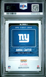Graded 2025 Panini Instant Abdul Carter #RPSFL1 RPS First Look Rookie RC Football Card PSA 10 Gem Mint (ONLINE ORDER ONLY)