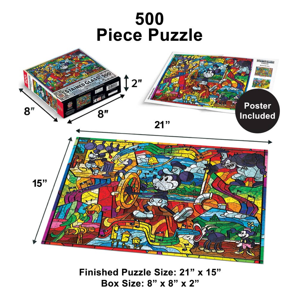 Stained Glass - Steamboat Willie 500 Piece Jigsaw Puzzle