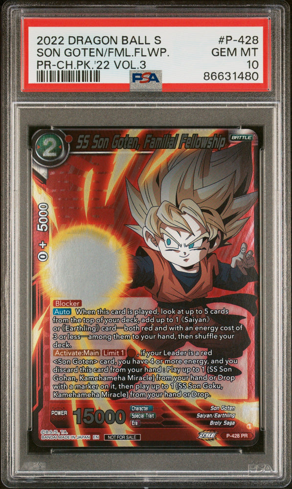 2022 DRAGON BALL SUPER SON GOTEN/FML.FLWP. #P-428 - PSA 10 (Online Order Only)