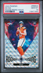 Graded 2024 Panini Phoenix Bo Nix #RRBNX Rookie Rising Wave Rookie RC Football Card PSA 10 Gem Mint (ONLINE ORDER ONLY)