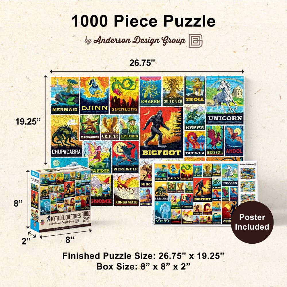 Vintage Posters - Mythical Creatures 1000 Piece Jigsaw Puzzle