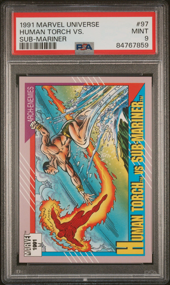 1991 MARVEL UNIVERSE HUMAN TORCH VS. SUB-MARINER #97 - PSA 9 (Online Order Only)