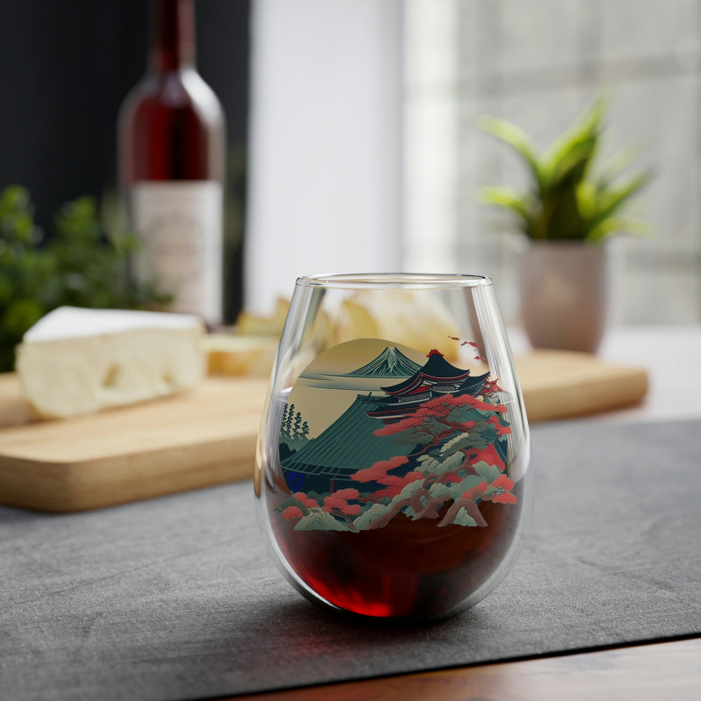Sakura Temple Stemless Wine Glass, 11.75oz