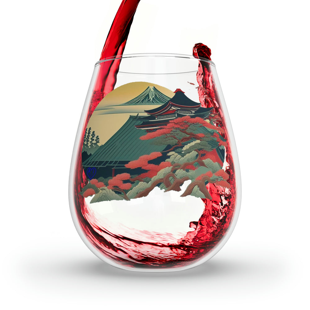 Sakura Temple Stemless Wine Glass, 11.75oz