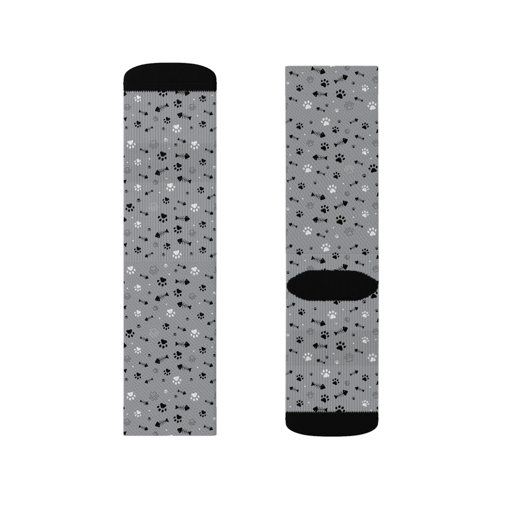 Cat Paw and Fish Bone Sublimation Socks