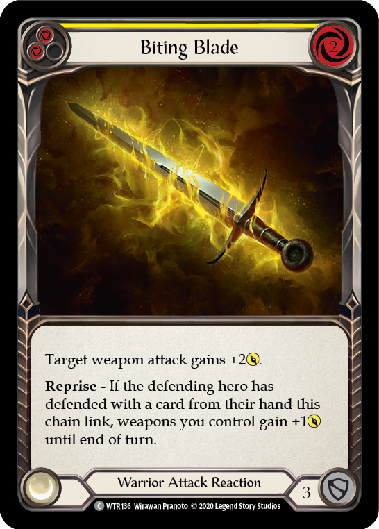 Biting Blade (Yellow) [U-WTR136] (Welcome to Rathe Unlimited)  Unlimited Rainbow Foil - Anime Imports LLC